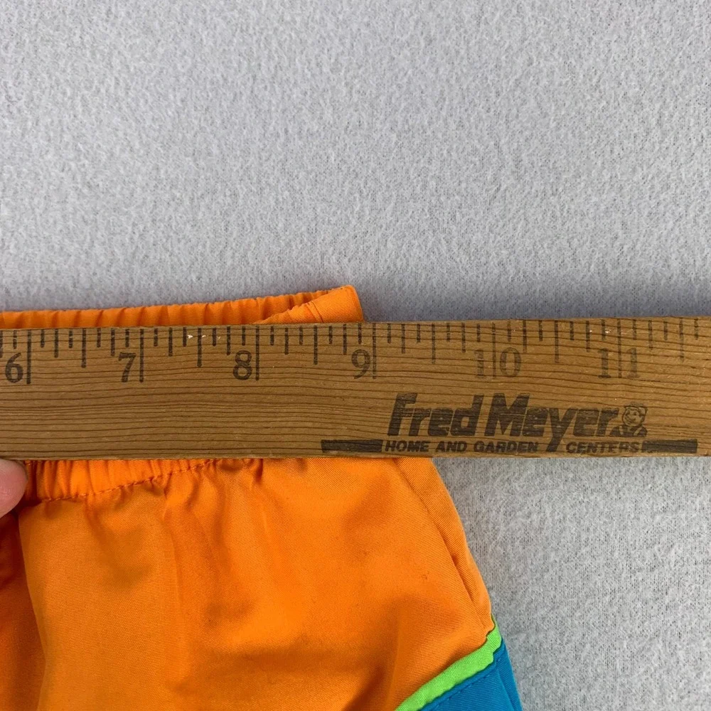 Vintage 90s Buster Brown Board Shorts Boys 4 Orange Blue Surf Swim Trunks Beach